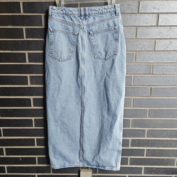 Mango MNG Women's Medium Wash Slit Denim Straight Maxi Skirt Timeless Size S - Picture 16 of 16